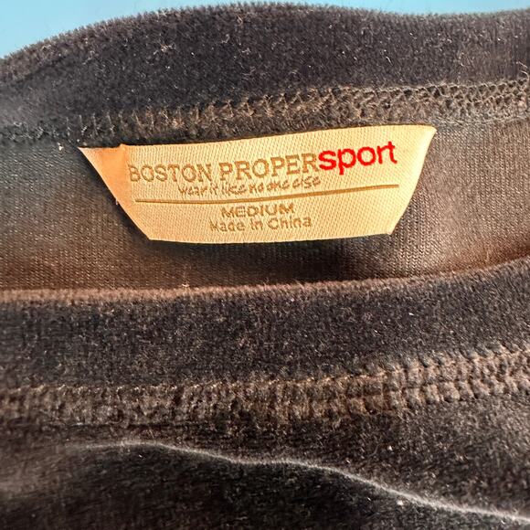 Boston Proper Sport Black Scoop Neck Velour Sweatshirt Shirt Size Medium - Picture 3 of 8